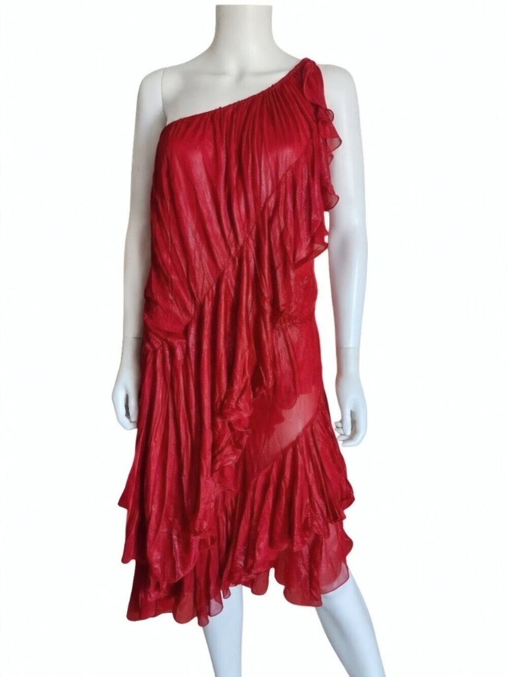 BURBERRY | Summer 2024 Daniel Lee Runway Sheer Ruffle One Shoulder Dress NWT US8